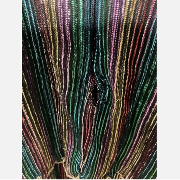 Saylor Aviva Cocktail Dress Long Tiered Metallic Rainbow Small *READ FLAW* - Picture 7 of 8